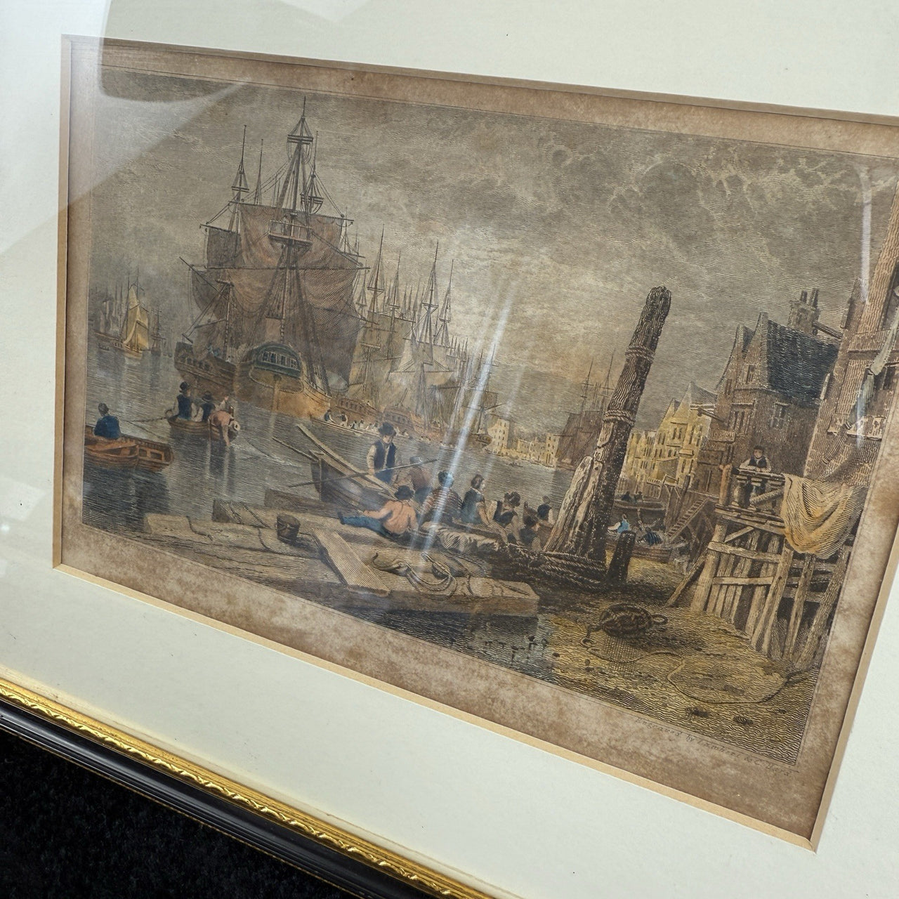 Antique c.1830 Hand-Coloured Engraving Print Bristol Harbour Lambert & Collard10