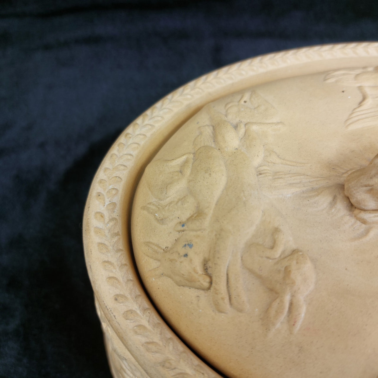 Antique 1800s Wedgwood Yellow Jasperware Game Dish - Little crack & chips China.19