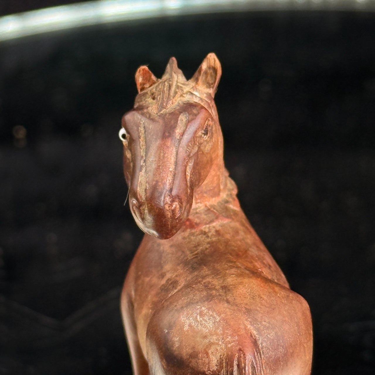 Vintage Hand Carved Wooden Horse Figurines Set Lot of 5 Rustic Folk Art 3.5”14