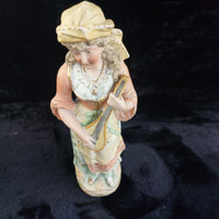 Thumbnail for Antique 15in German Bisque Figurine Lady Mandolin Musician Hand Painted Gilt3