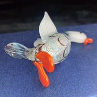 Thumbnail for Handmade Glass Figurine Duck Orange Feet Clear Wings Bird Ornament Good Boxed 3