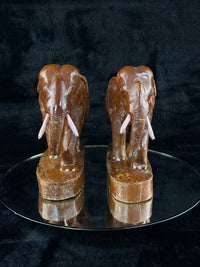 Thumbnail for Hand Wooden Carved Elephant Pair – India Figures with Pink Resin Tusks 7 Vintag4