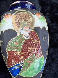 Thumbnail for Oriental Hand-Painted navy blue Vase - 'Foreign' Mark Antique Porcelain Satsuma.16