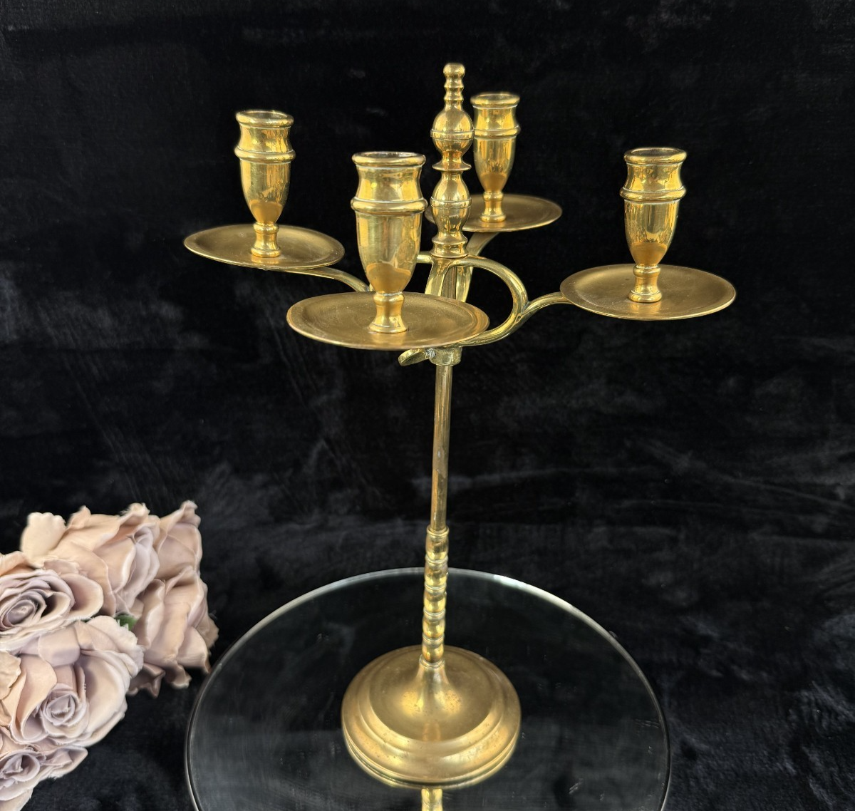 Vintage Brass Candelabra  Four Arm Candlestick Holder4