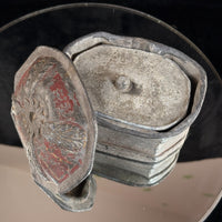 Thumbnail for Antique 19th Century Stone Trinket Box Red Floral Relief Lid 5