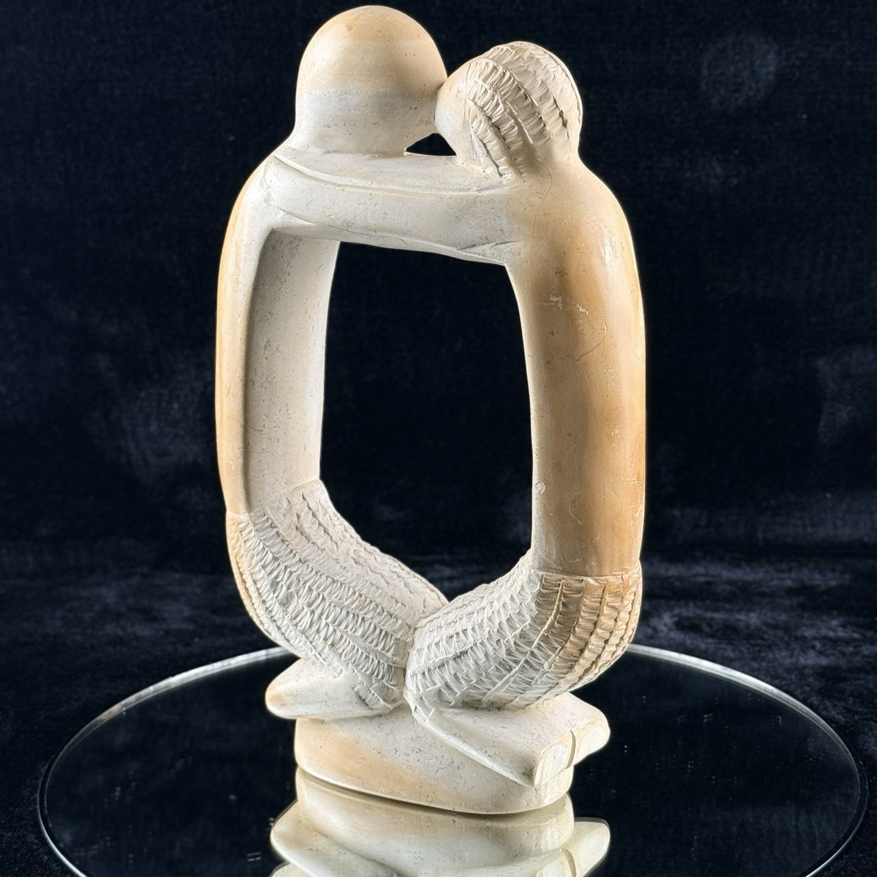 Hand Carved Lovers Sculpture Vintage Stone Statue 11in Figurine Art Bookshelf 4