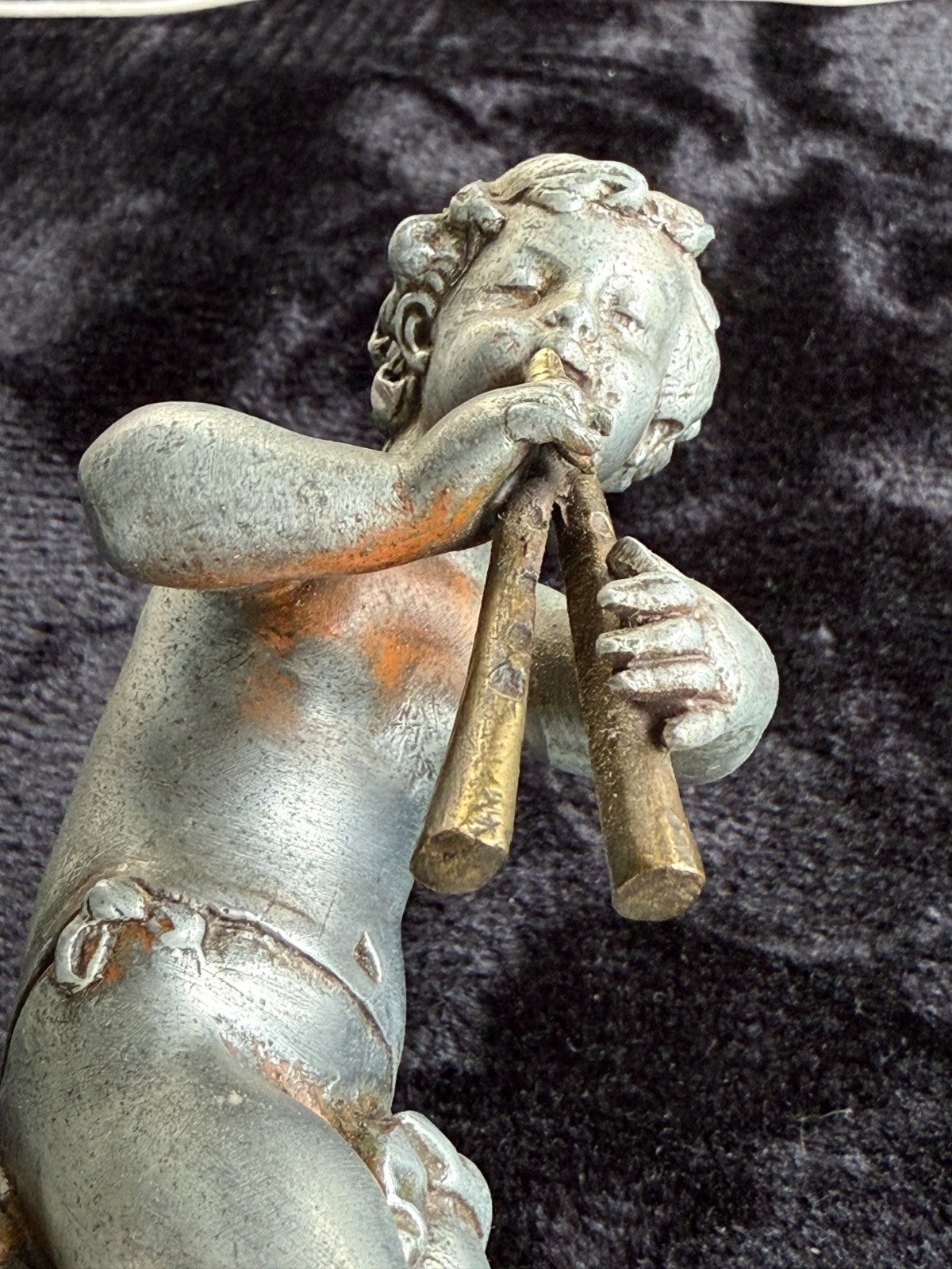 Antique French Cherub / Putti Metal Figurines "Silence" & "Music" by C. Kalf?16