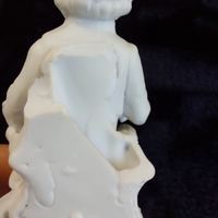 Thumbnail for Antique Figurine Bisque 4in Seated Man with Dog White Porcelain Worn & Damaged15