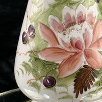 Thumbnail for Pink Bohemian Glass Antique Vase 10” Floral Enamel Victorian Art Nouveau decor7