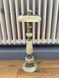 Thumbnail for Art Deco Green Onyx Marble Brass Pedestal Ashtray Stand Tobacciana home decor2