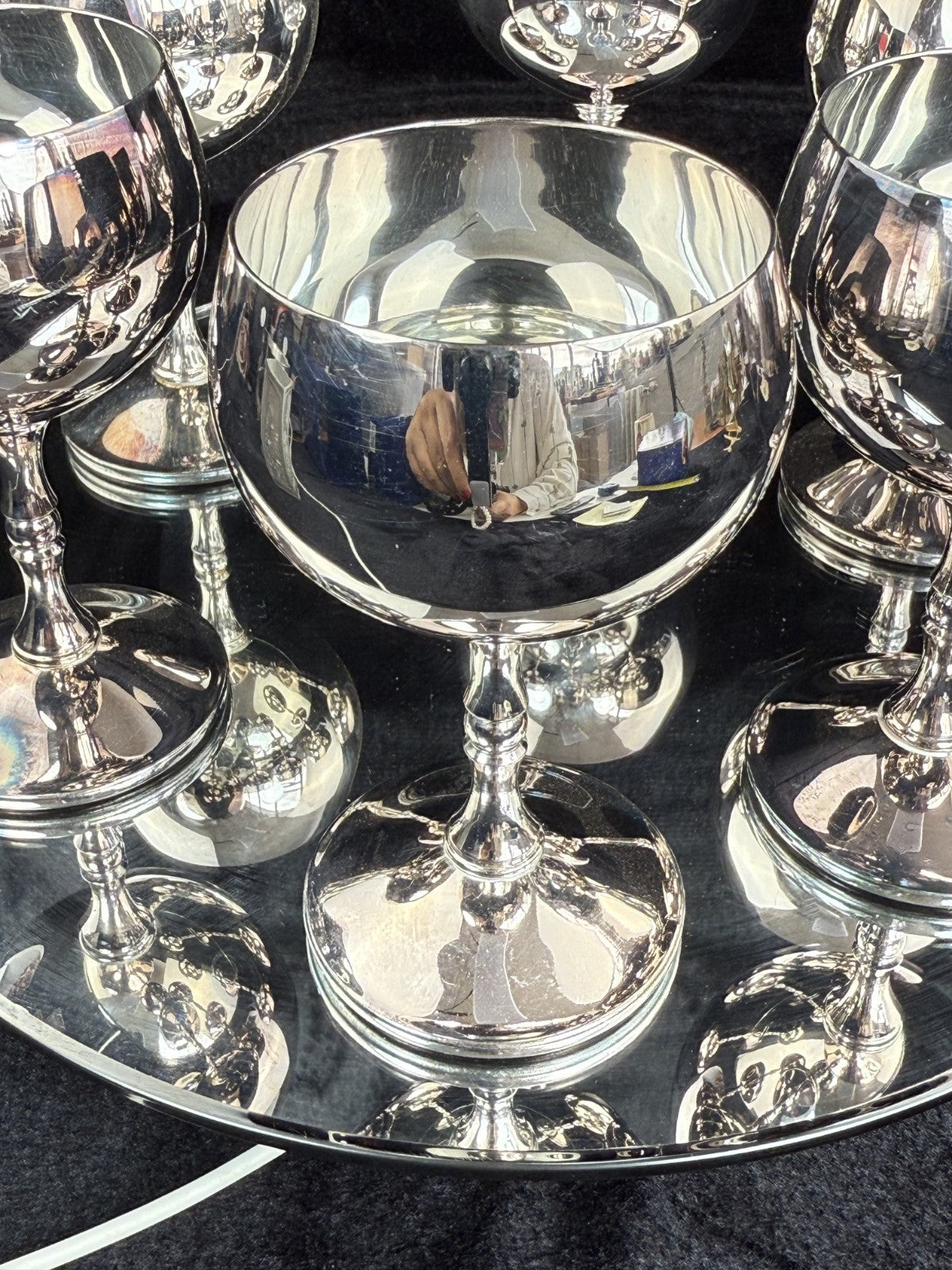 VALERO Plated Silver Goblets Set of 6 - Made in Spain - 12.5cm Tall silver decor10