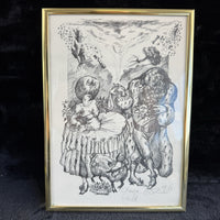 Thumbnail for Original Signed & Dated Pen & Ink Drawing Framed Lions & Goats Folk Art Picture15