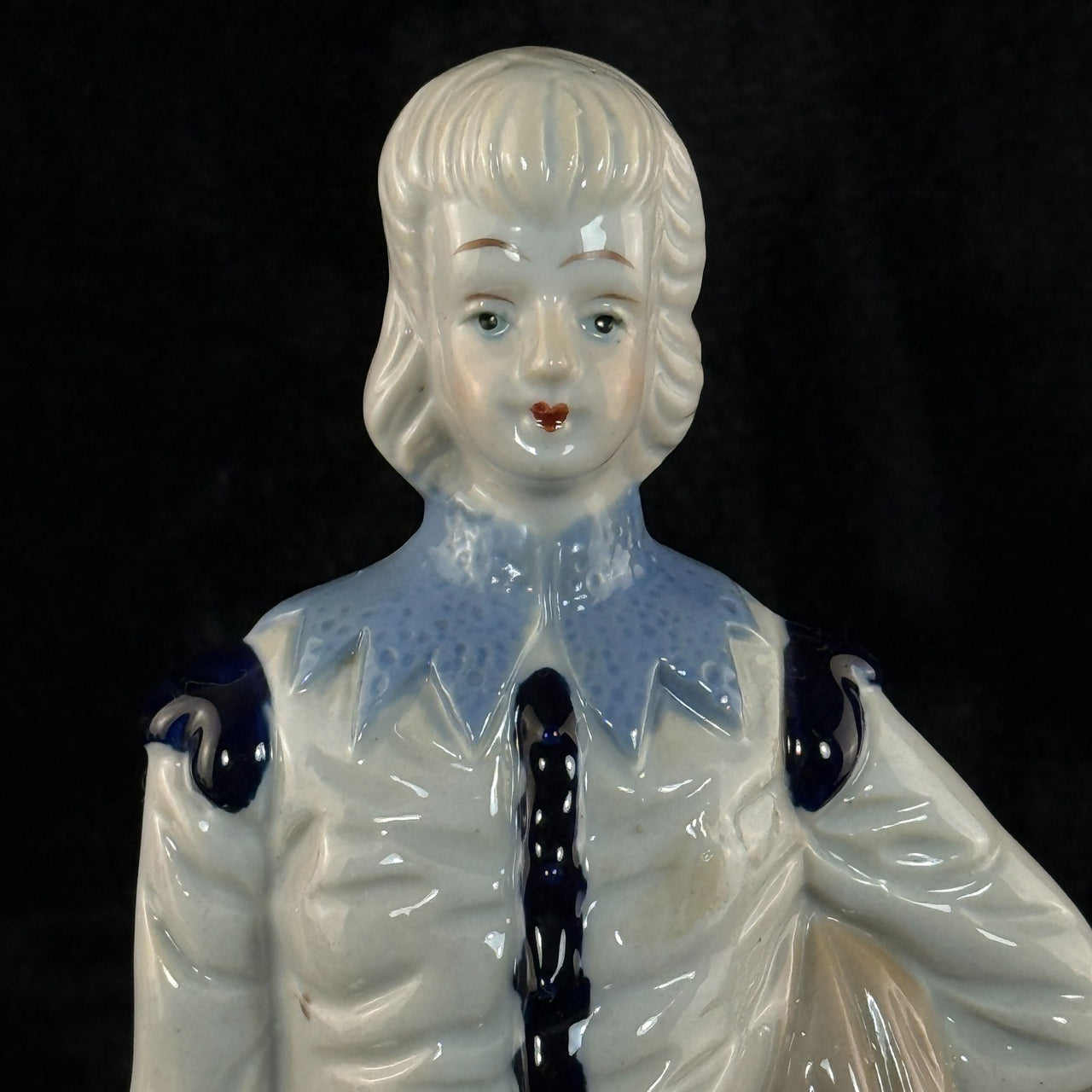 Antique Porcelain Colonial Figurine White Blue Gold Trim 11" Hand Painted gift7