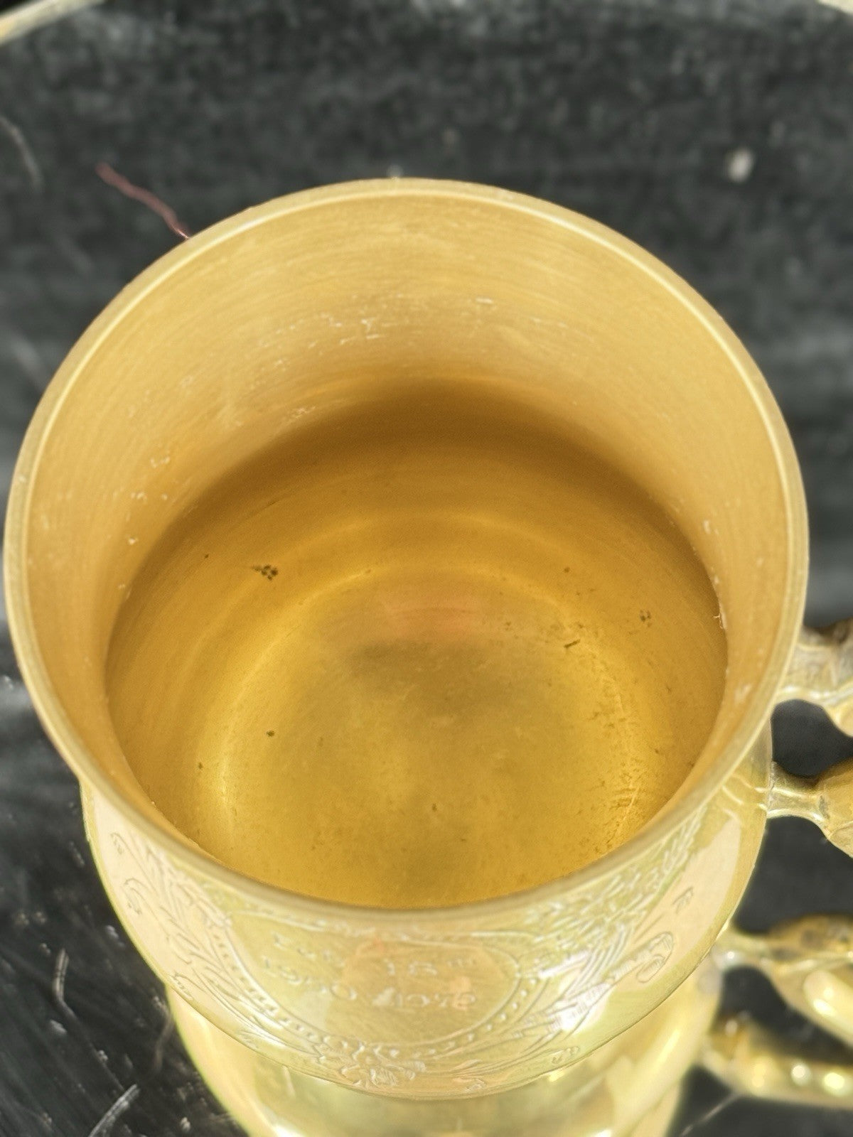 Evans Brass Commemorative Mug 1950–1975 – 5” Engraved Floral Cup Trophy J&E4