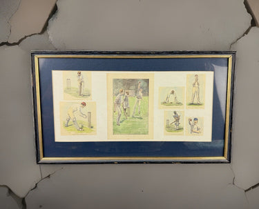 Lucien Davis Cricket Art Print Framed 19thC Illustrations Sport Technique Scenes1