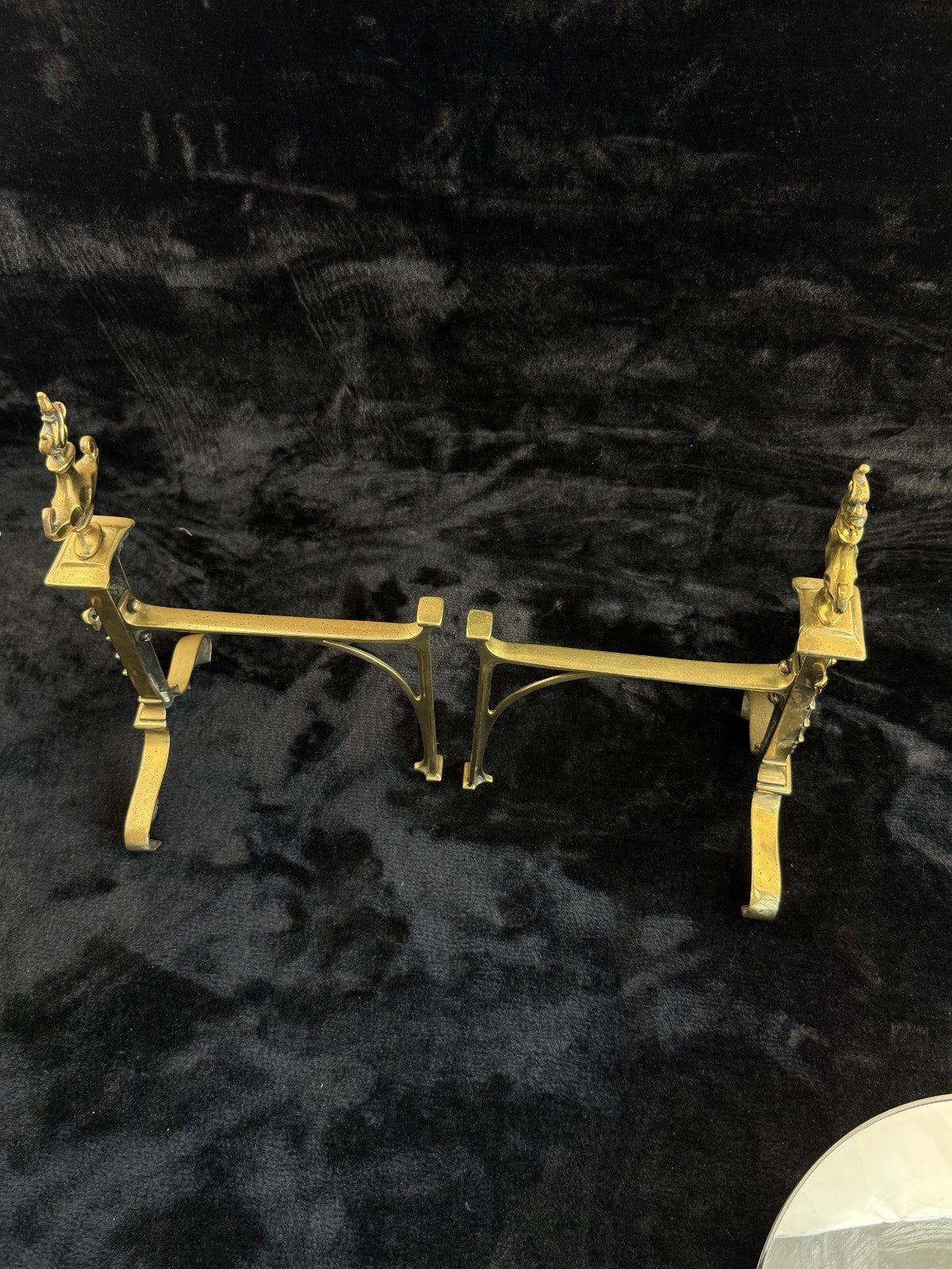 Antique Brass Fireplace Firedogs Andirons Pair - Georgian Neoclassical Style15