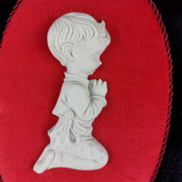 Thumbnail for Capodimonte 1960s - Velvet Red & Ceramic Wall Plaques decor, Made In Italy.7