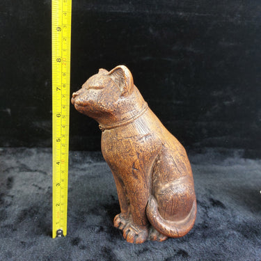 Hand Carved Cat Figurine Statue Wood Look Collectible Rustic Decor G.Britain 8