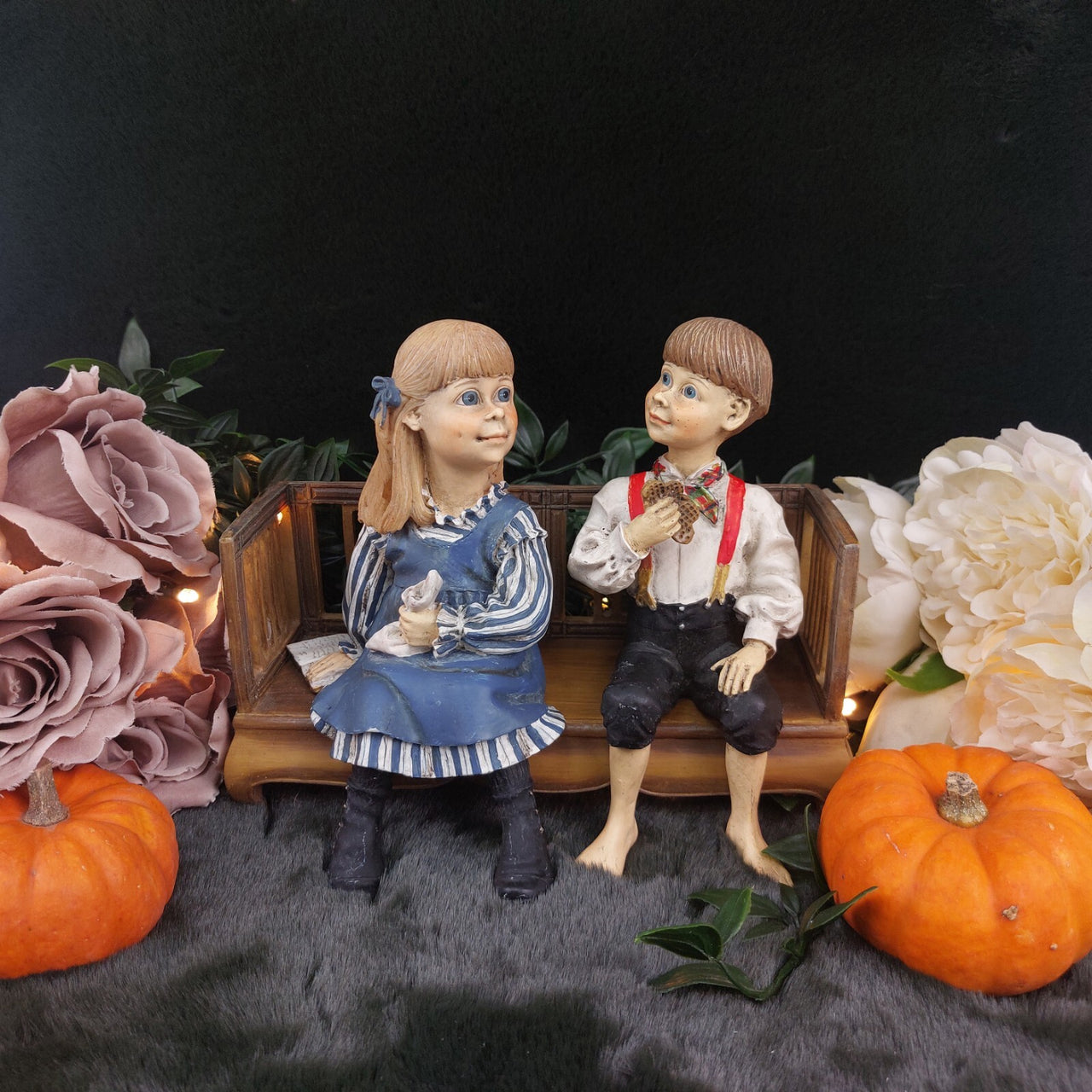 Candy Designs Rare Norway Children Figurines Set – Mixed Conditions, With Bench 15