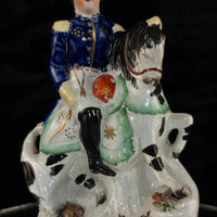 Thumbnail for 1800s antique Staffordshire Soldier on Horse Pottery Figurine Hand Painted 8