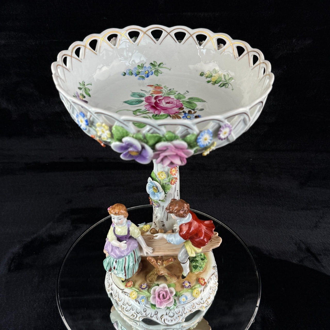 Rare Antique 13" Von Schierholz Porcelain Centerpiece Sculpture Bowl -see pics23