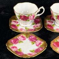 Thumbnail for Royal Albert Old English Pink Rose Tea Set of 2 & 2 side plates Rose Gold 6 pc.2