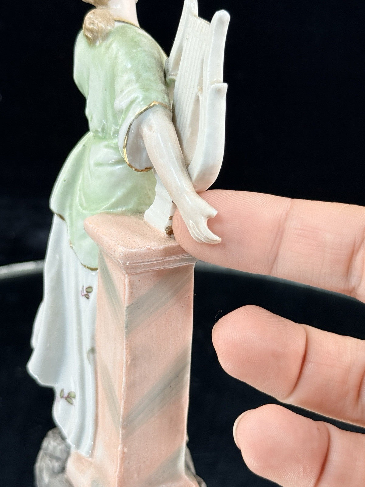 Antique German Porcelain Lady Lyre Figurine Musician Victorian Style Decor8