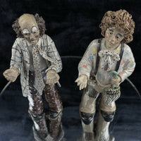 Thumbnail for Vintage Rare Signed by JR Art Pottery Clown Clay Figurines Lot of 23