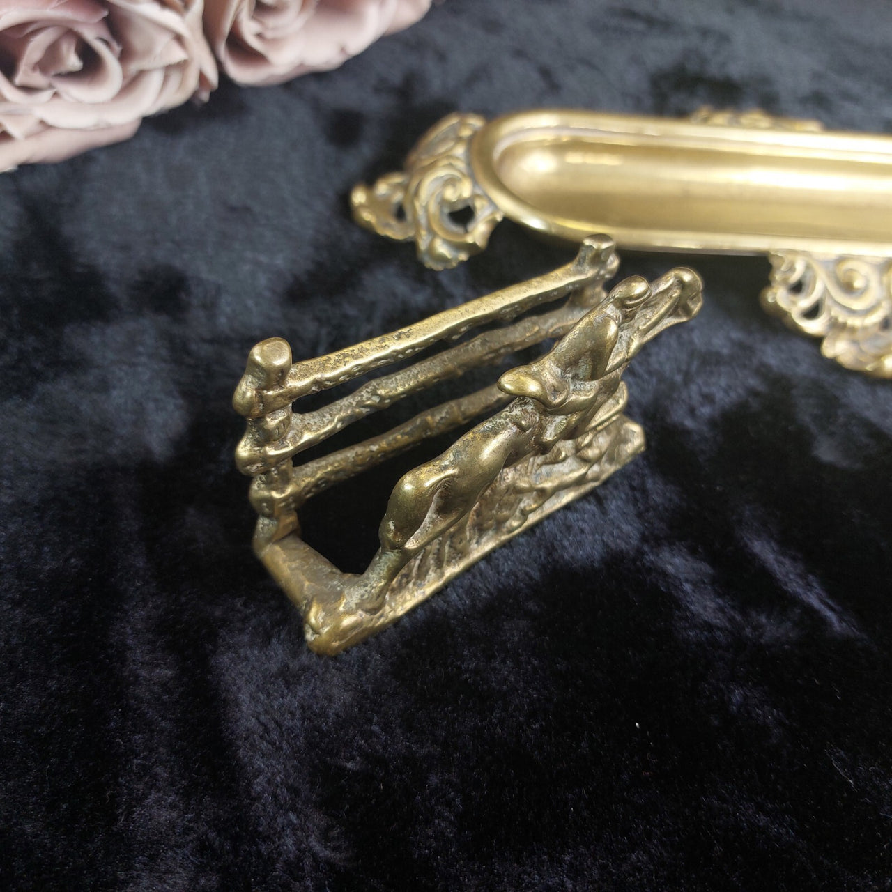 Vintage Brass Desk Set – Letter Holder, Rococo Tray pen holder & Letter Opener9