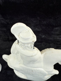 Thumbnail for Antique Porcelain Staffordshire Cavalier- Horse Figurine Pair decor see one head9
