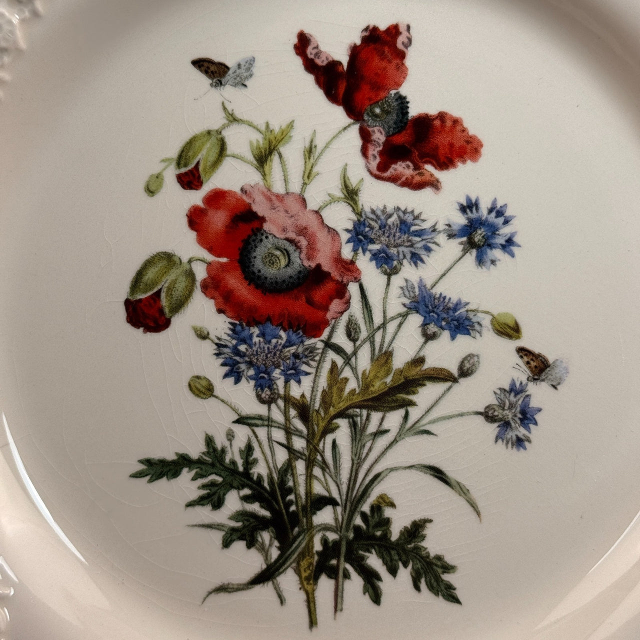 Royal Creamware Floral Gift Primroses Poppies Plates x2 Ltd Ed 10.5" England4