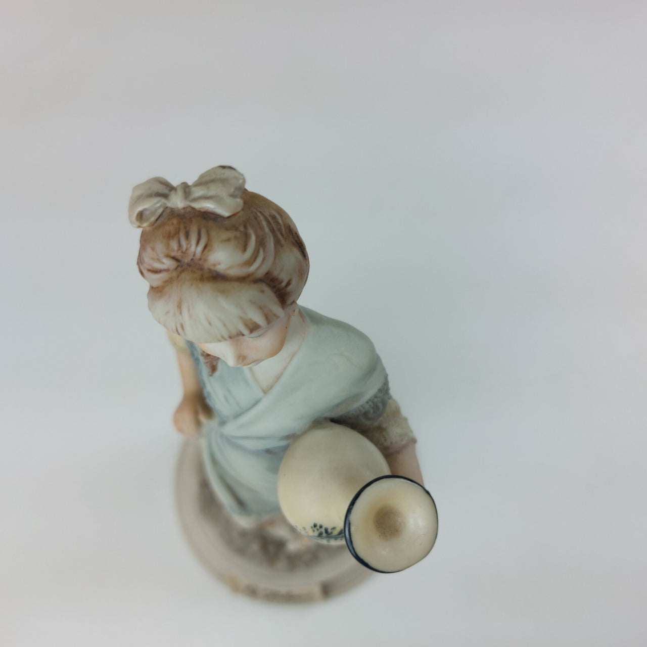 Signed A. Belcari Girl with Dog Vase Capodimonte Italian Porcelain 7" 1987 dec15