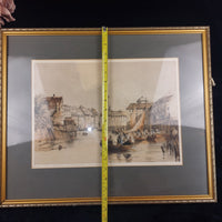 Thumbnail for Lithograph Copenhagen Holmens Canal and Tower of St. Nicholas, from 1800's.1