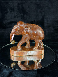 Thumbnail for Hand Wooden Carved Elephant Pair – India Figures with Pink Resin Tusks 7 Vintag17