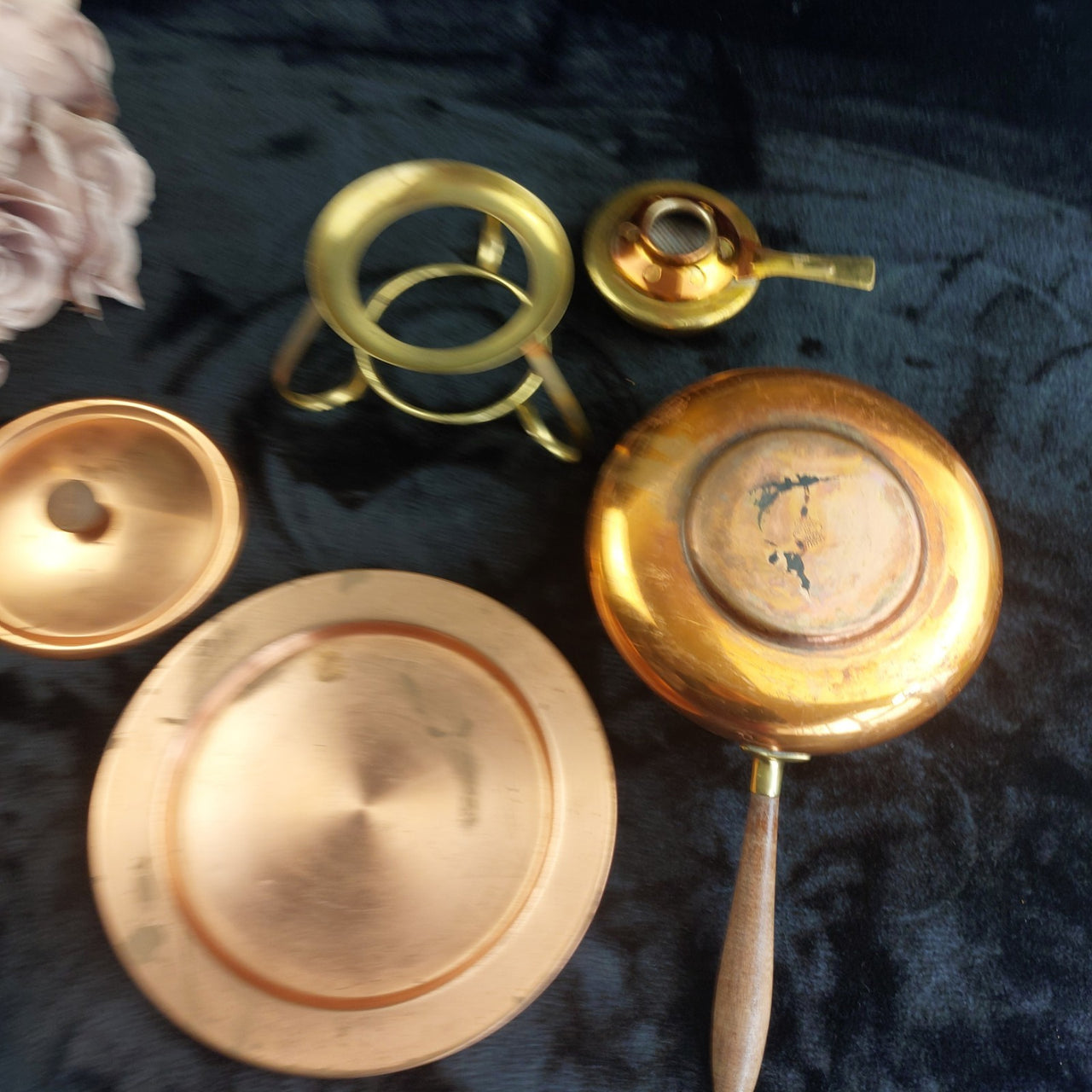 Tagus Copper Fondue Pot Set with Burner Made in Portugal Wood Handle gift7