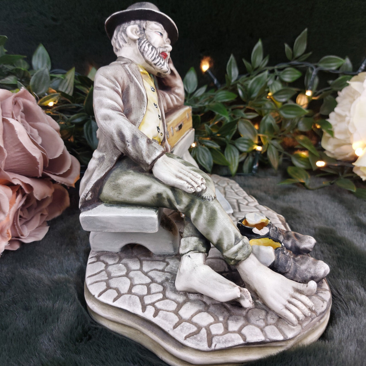 AR.CE.MI Bisquit Porcelain Figurine Shoeshine Boy Bench thumb broken see pics12