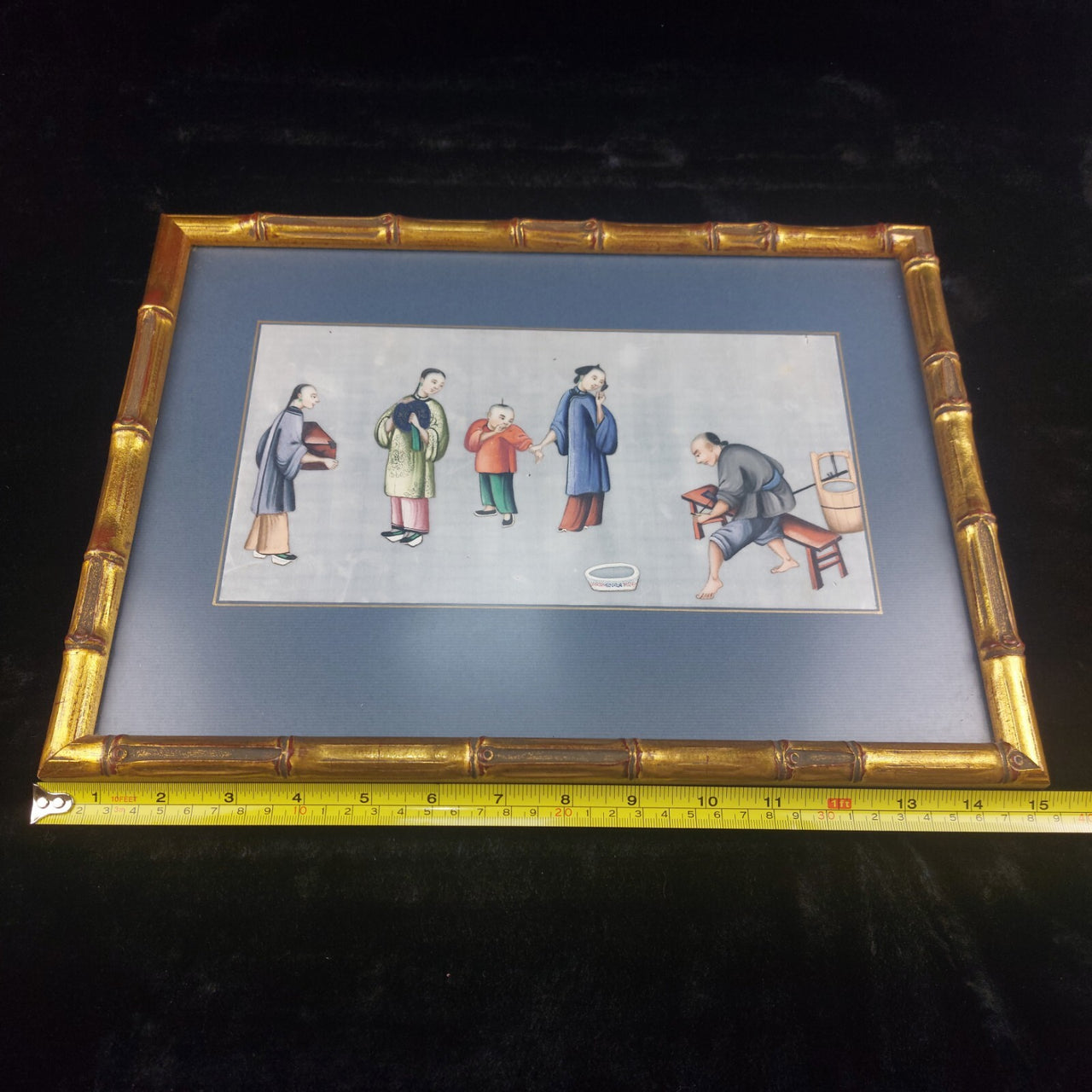 1800's Chinese Antique School Painting â Artisan Cutting Timber with Onlooker4