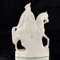 Thumbnail for 1800s Staffordshire Pottery Large Horse Rider Figure Hand Painted Antique seePic2