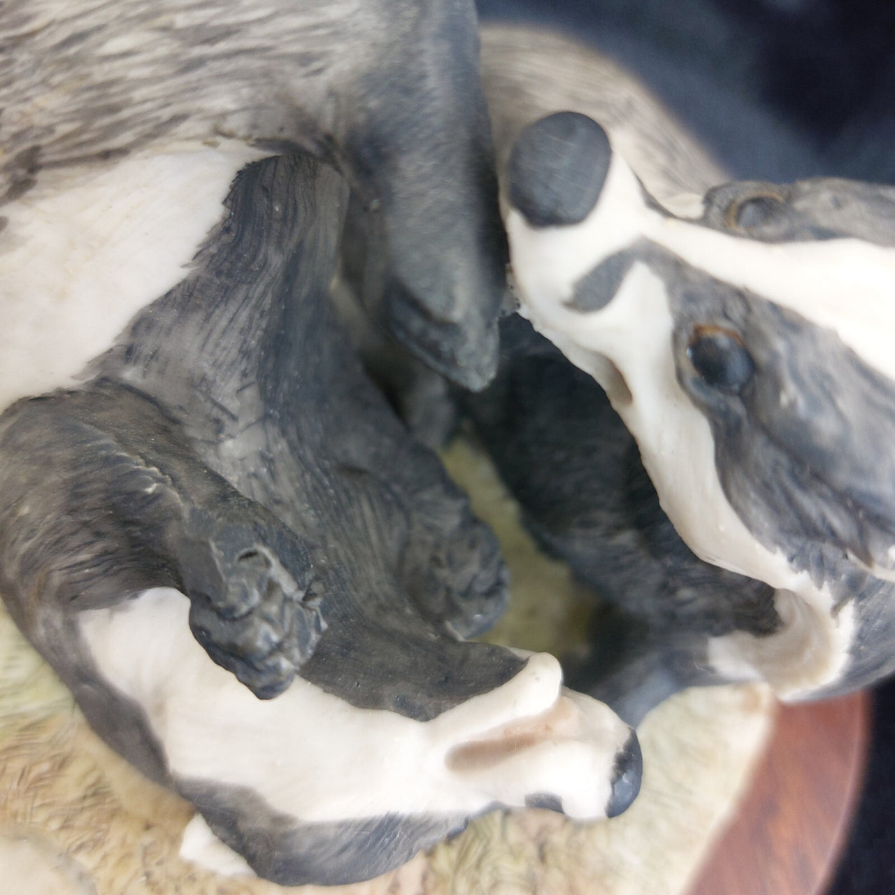Border Arts Fine 1977 Hayton Badgers Figurine Hand Made Scotland Wood Base 5
