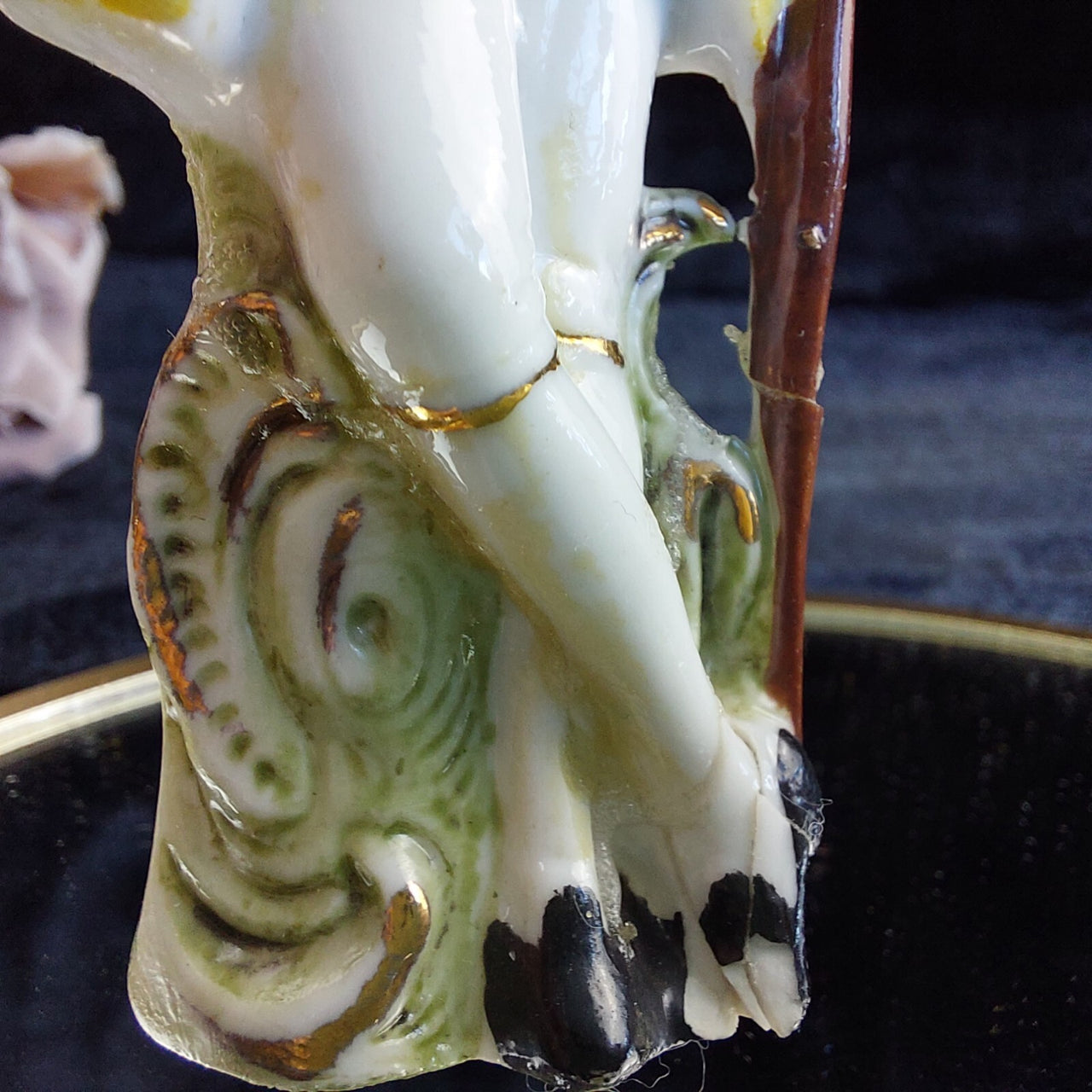 Germany Figurine Porcelain 18198 Yellow Coat Man Antique Repaired Collectable8