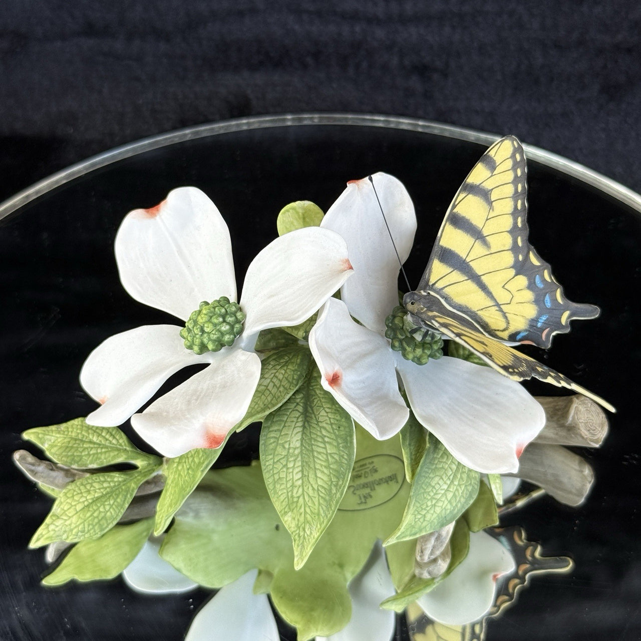 1982, Ian by D. Loe "The Tiger Swallowtail" Dogwood Porcelain Flower Butterfly1