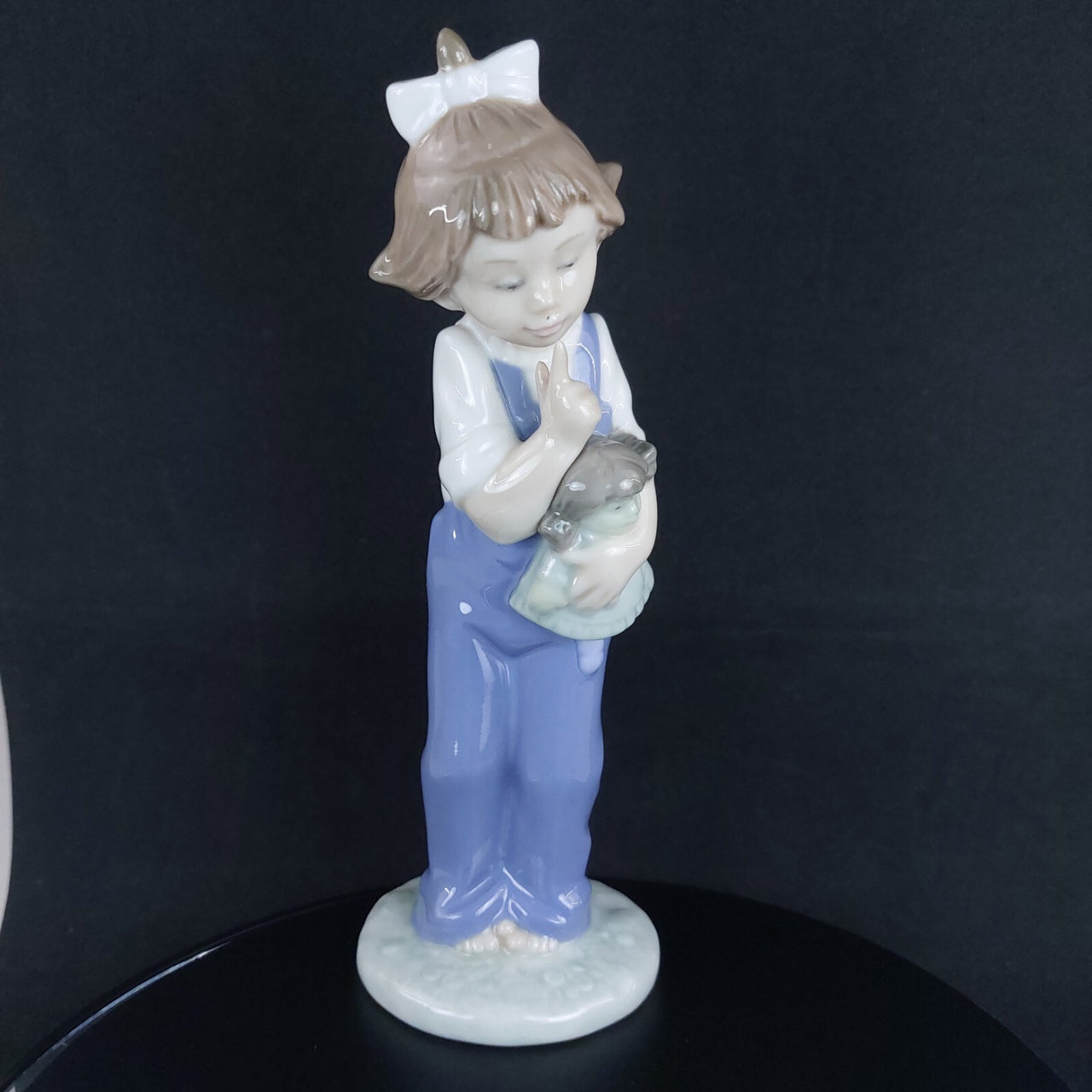 NAO Lladró Handmade Porcelain Girl -18.5 cm Figurine Collectible Blue Dress -6