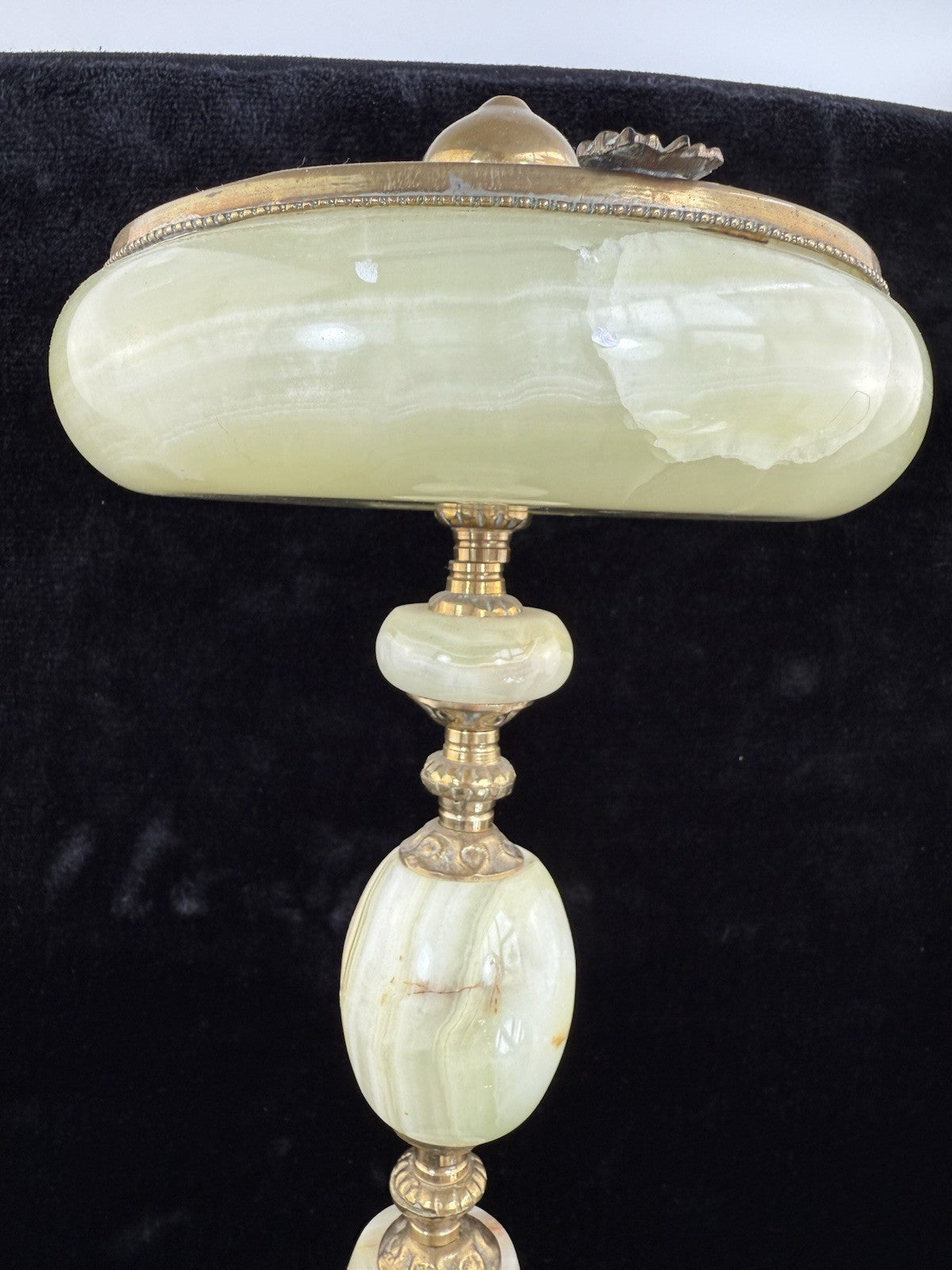Art Deco Green Onyx Marble Brass Pedestal Ashtray Stand Tobacciana home decor14