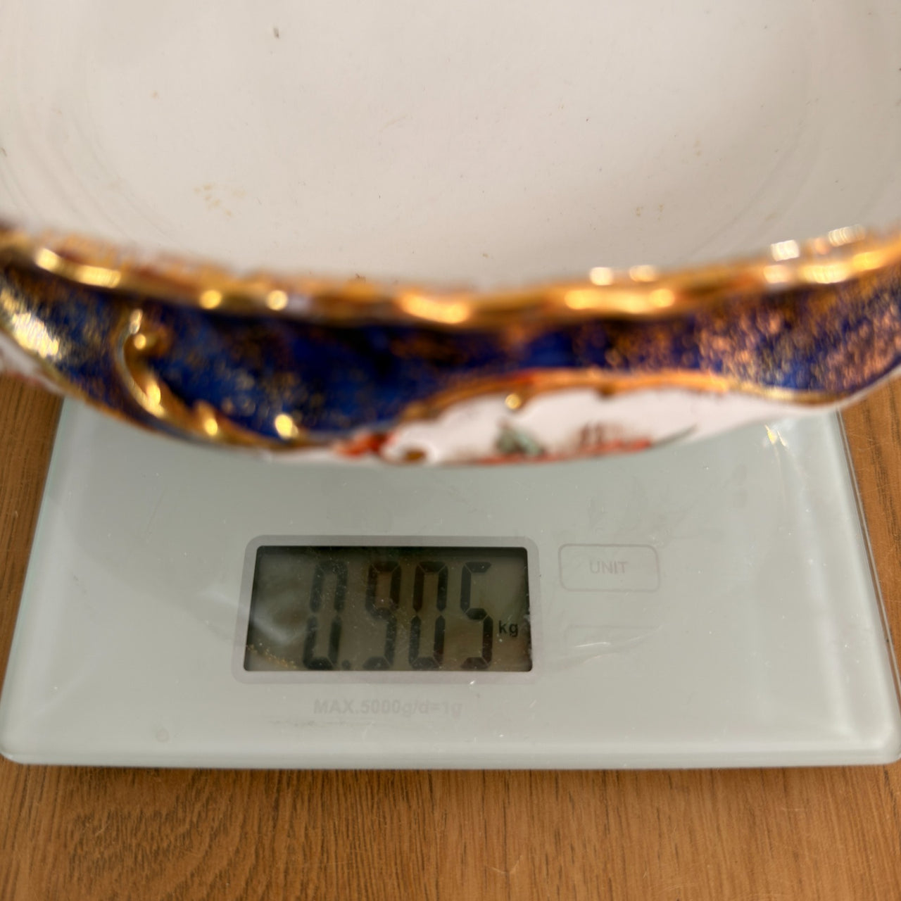 K&C Royal Semi Porcelain Bowl Cobalt Blue Gold Blossom Floral 10" England navy18