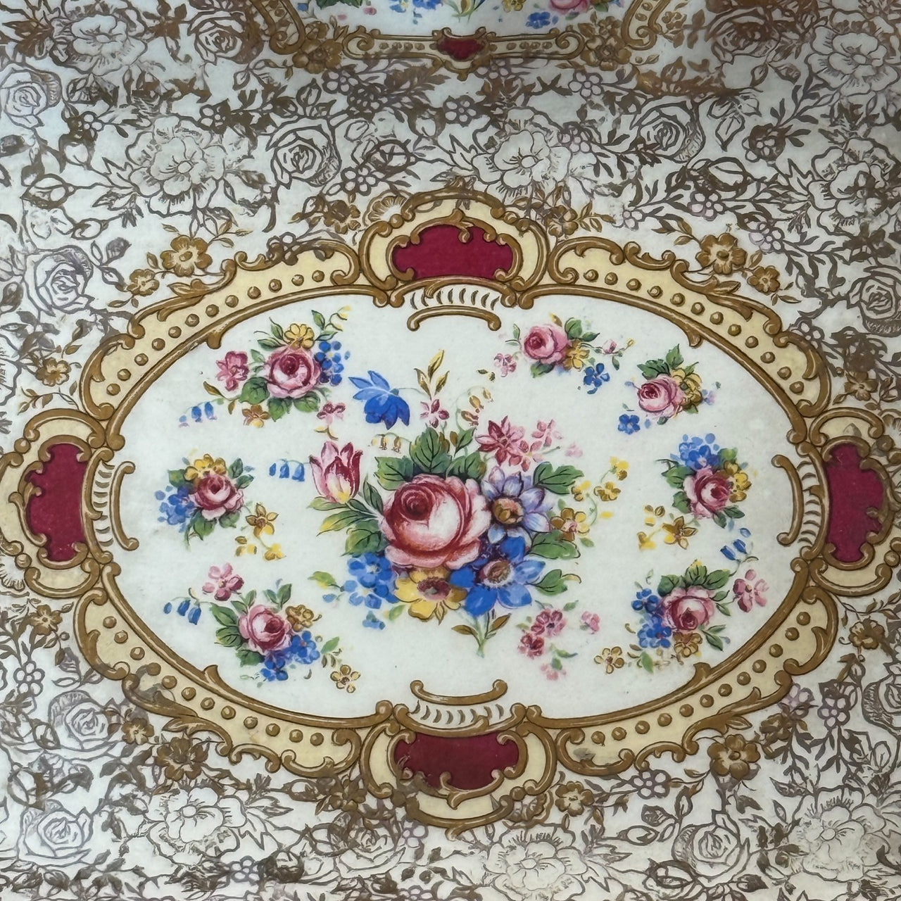 James Pompadour Kent Chelsea Bowls x6 Center Dish Vintage Floral Gilt Set Large10