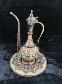 Thumbnail for One-of-a-Kind Hand-Painted Large Copper Pitcher & Tray/plate Set see the pics.10