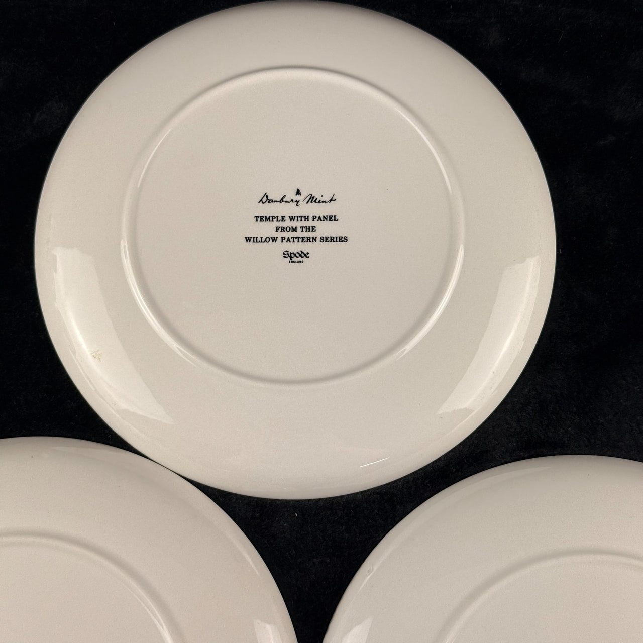 Spode Mint Danbury Willow Pattern Plates x3 Temple Landscape antique Blue White17