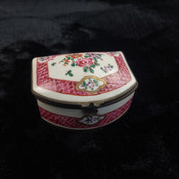 Thumbnail for Chinese Porcelain Trinket Jewelry Box Floral Pink Lattice 3