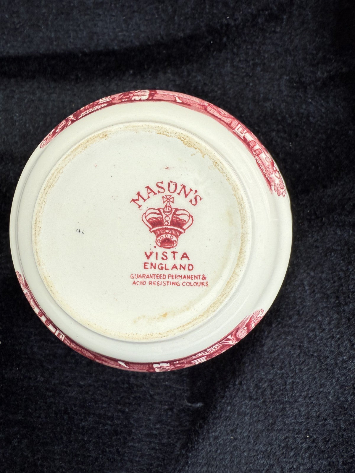 Mason's Ironstone Vista Dinnerware Tea Set patent Red Transferware England Chips5