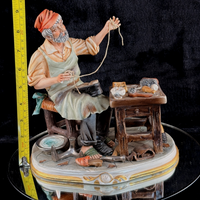 Thumbnail for Cortese Capodimonte Figurine Porcelain Shoemaker Scene Italy 1963 Signed 9 in1